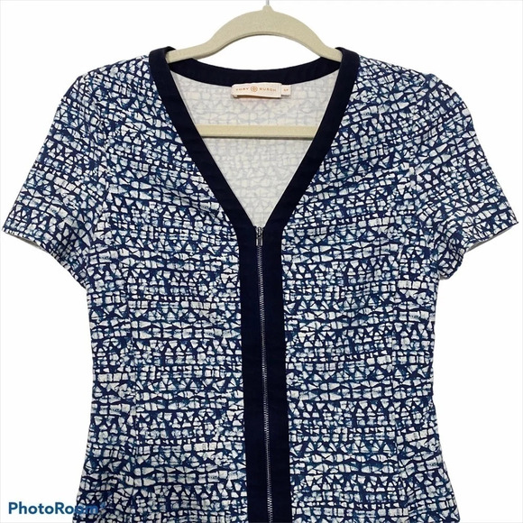 Tory Burch Geometric Print Zip Front Ponte Dress - Picture 7 of 14